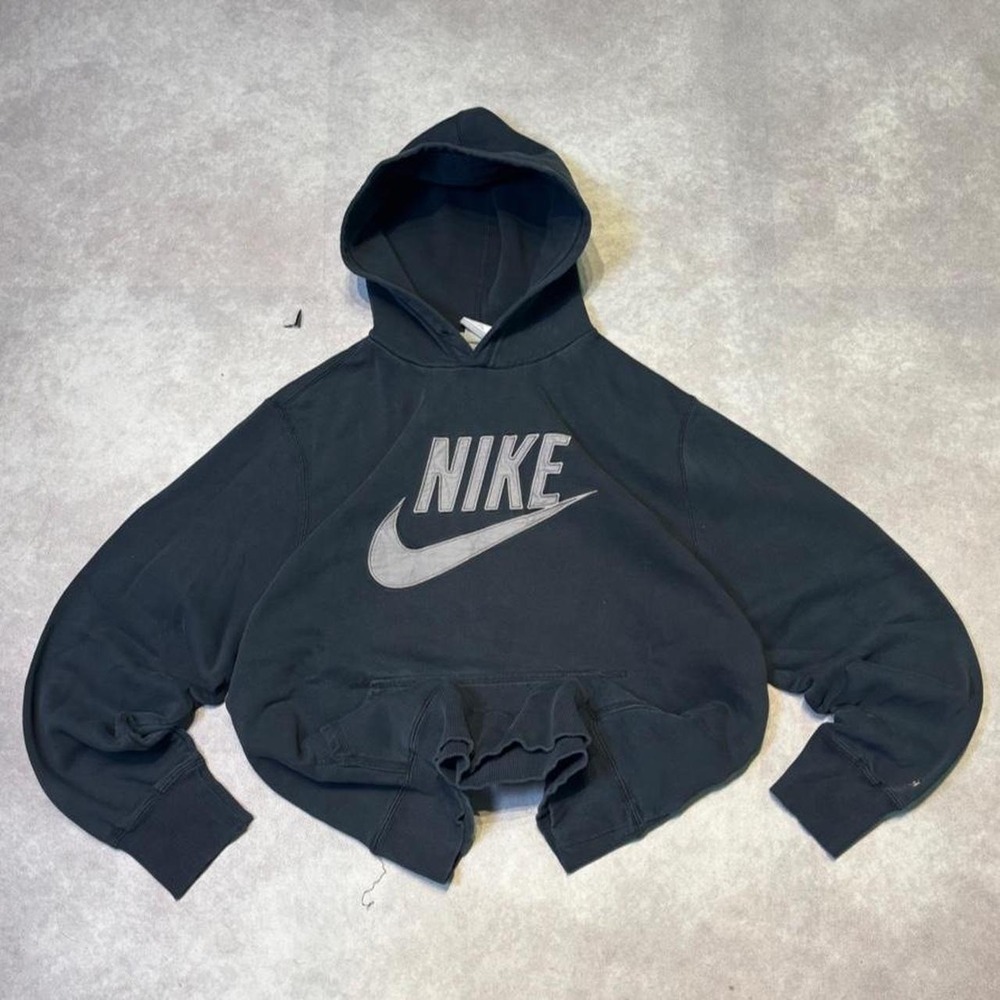Vintage Y2K Nike Center Spellout Black Hoodie Sweatshirt Mens Fits M L